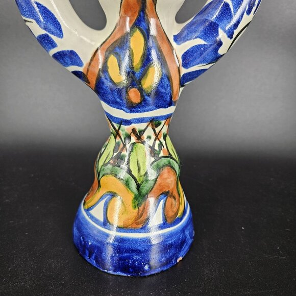 Vintage T. Ruth Talavera Pottery Candelabra 3 Arm Hand Painted Mexican Folk Art - Picture 5 of 13